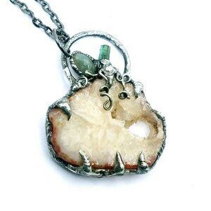 Gothic Pumpkin Crystal Necklace Handmade Halloween costume jewelry